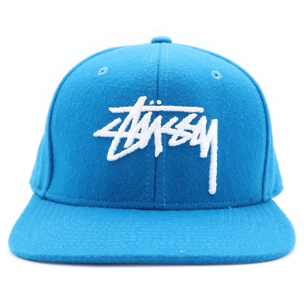STUSSY(ステューシー) ロゴ刺繍 ウール混 ベースボールキャップ 帽子 ブルー