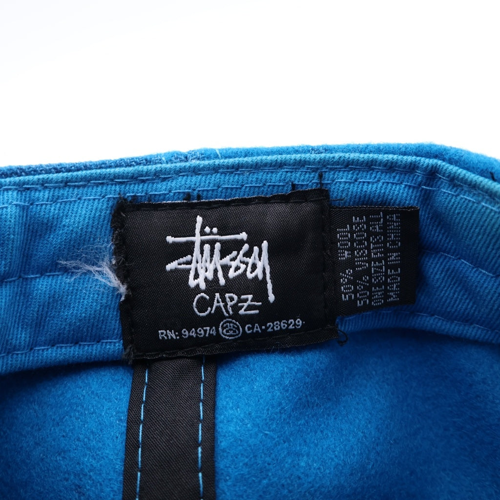 STUSSY(ステューシー) ロゴ刺繍 ウール混 ベースボールキャップ 帽子 ブルー