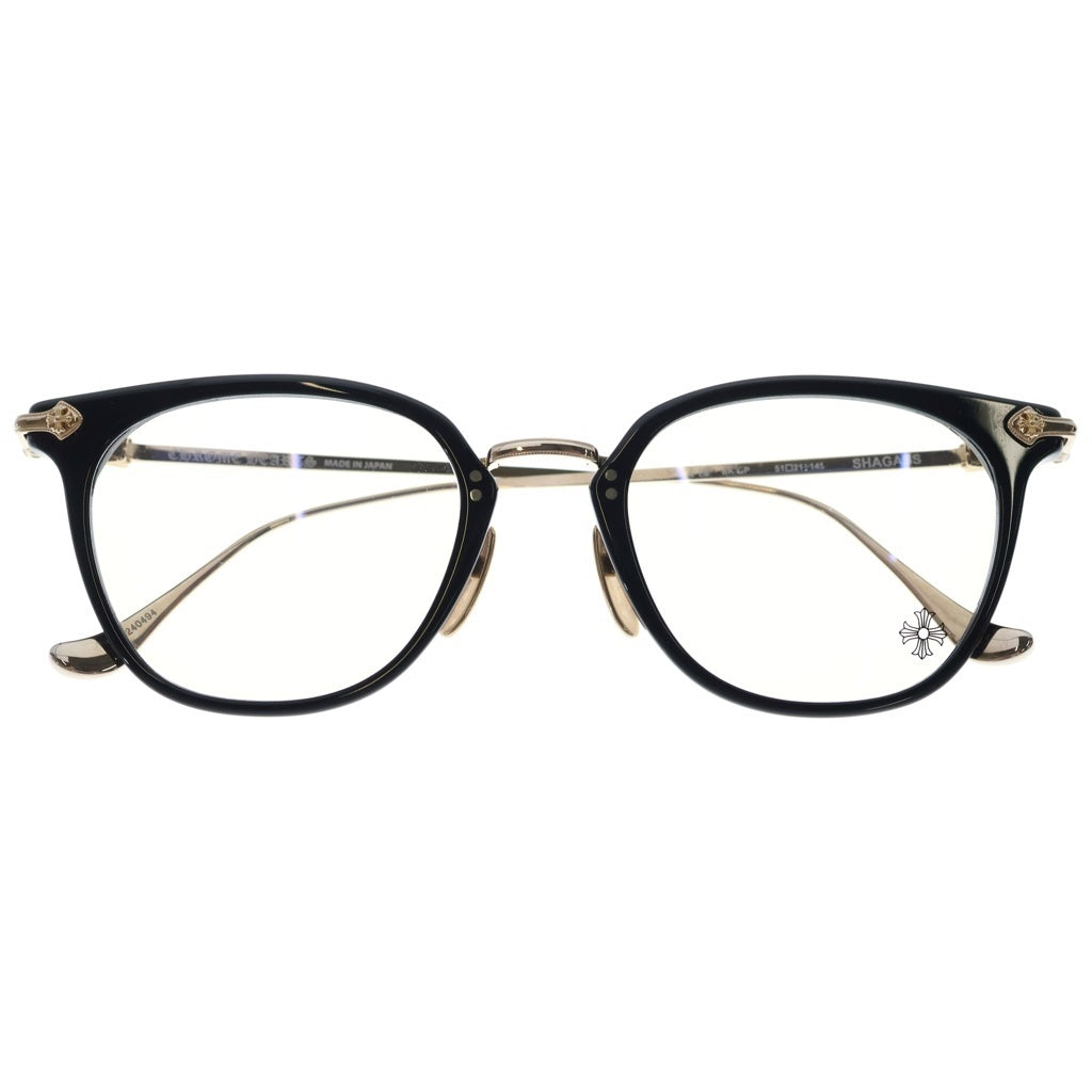 CHROME HEARTS(クロムハーツ) SHAGASS サイドクロステンプルウェリントン アイウェア 眼鏡 51□21‐145 ゴールド/ブラック