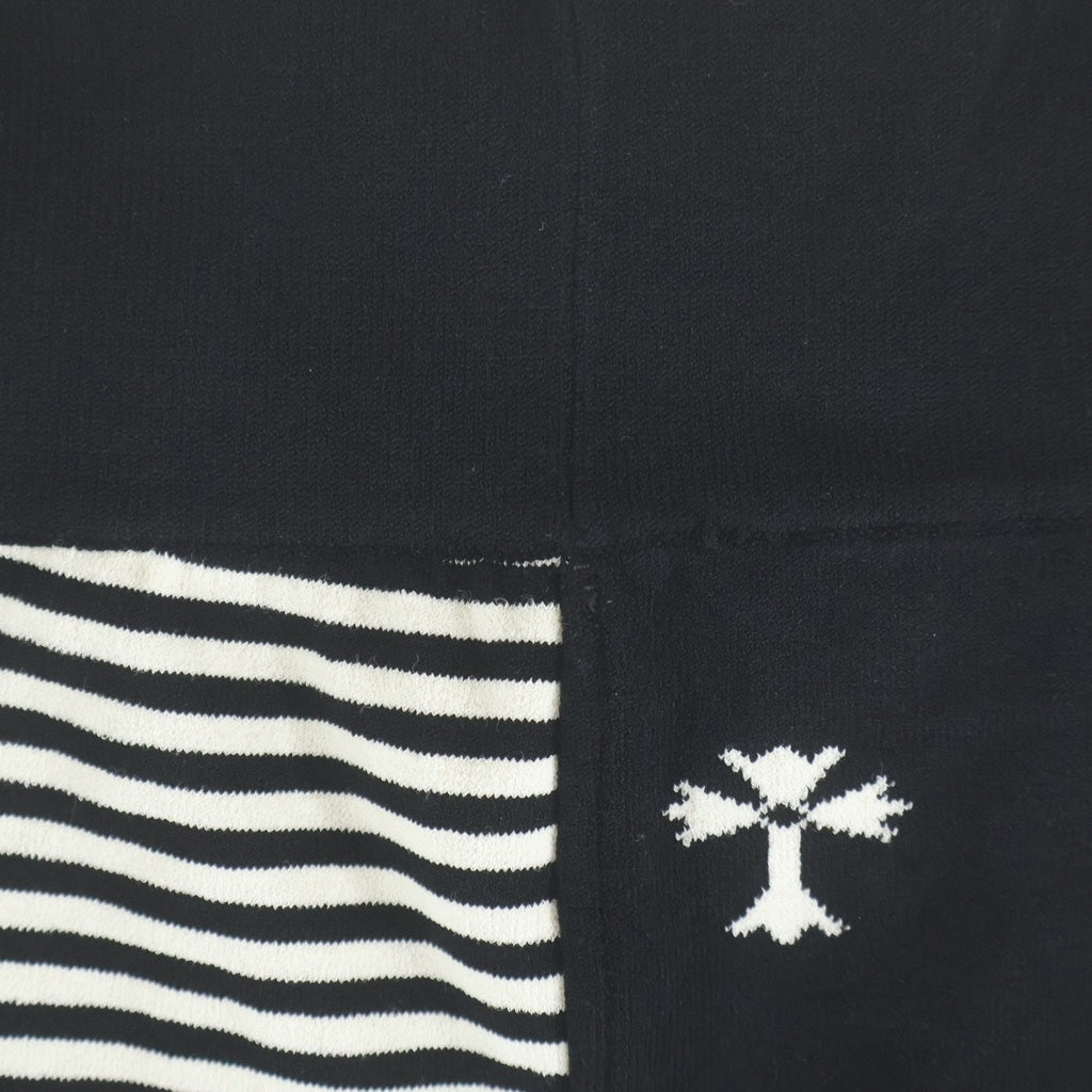 CHROME HEARTS(クロムハーツ) SPLIT SHORTS STRIPED CROSS スプリットショーツ クロス ニット地 ボーダー ブラック/ホワイト レディース