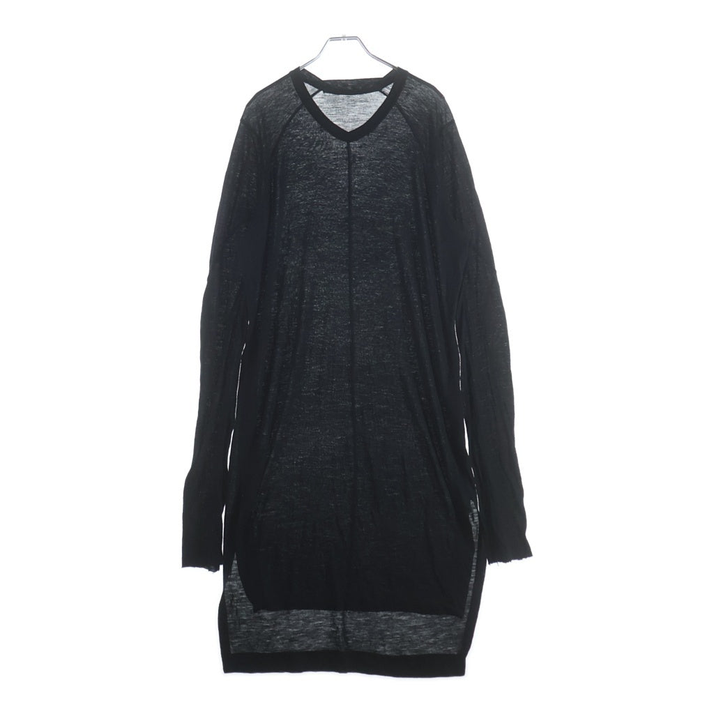 JULIUS(ユリウス) 14AW シルク切替 クルーネック長袖カットソー ブラック 477CUM12