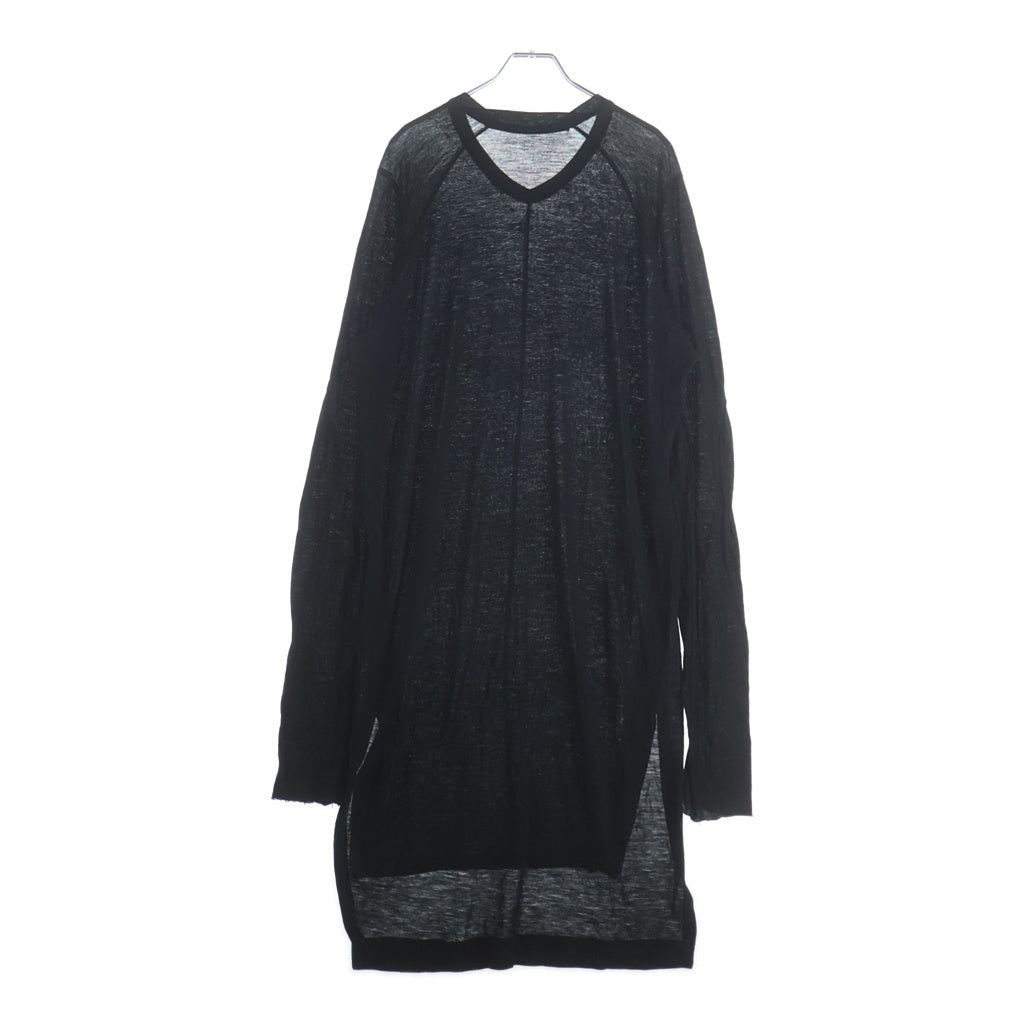 JULIUS(ユリウス) 14AW シルク切替 クルーネック長袖カットソー ブラック 477CUM12
