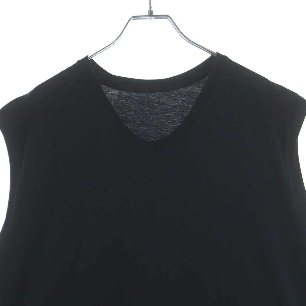 JULIUS(ユリウス) 18SS ナイロンドッキング クルーネックノースリーブカットソー ブラック 577CUM26