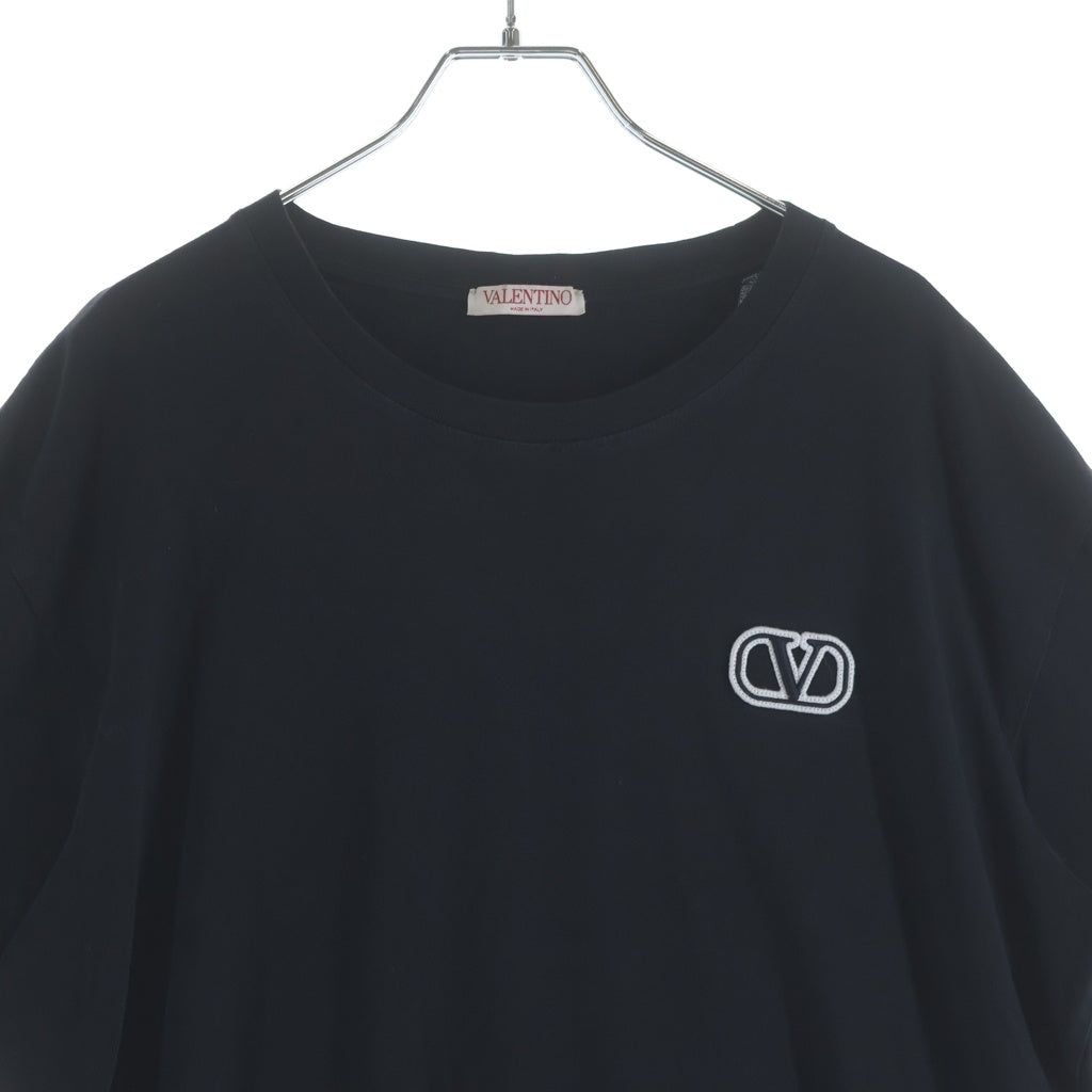 VALENTINO(ヴァレンティノ) Logo S/S Tee ロゴ刺繍 クルーネック半袖Tシャツカットソー ブラック 3V3MGI0V9LI