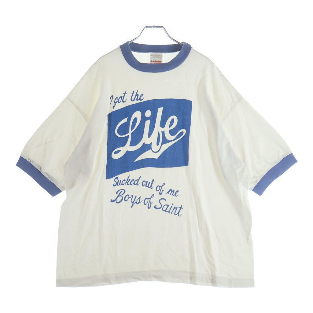 SAINT MICHAEL(セントマイケル) 26SS×Boys of Summer BOS SS T-SHIRT RINGER TEE SM-MK8-0000-C16 ボーイズ オブ サマー リンガークルーネック半袖Tシャツカットソー ホワイト