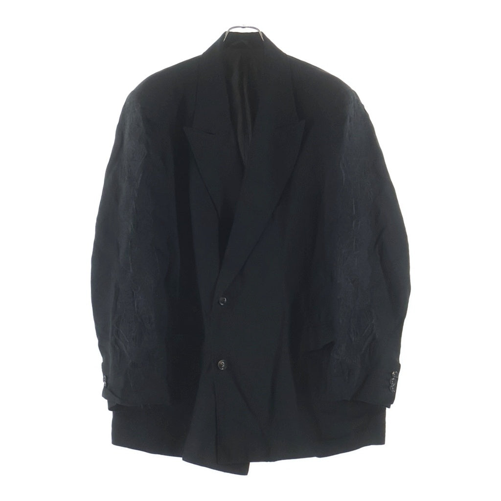 doublet(ダブレット) 20SS MEN CHAOS EMBROIDERY LINEN TAILORED JACKET エンブロイダリー リネン テーラードジャケット 袖刺繍 ブラック 20SS09JK31