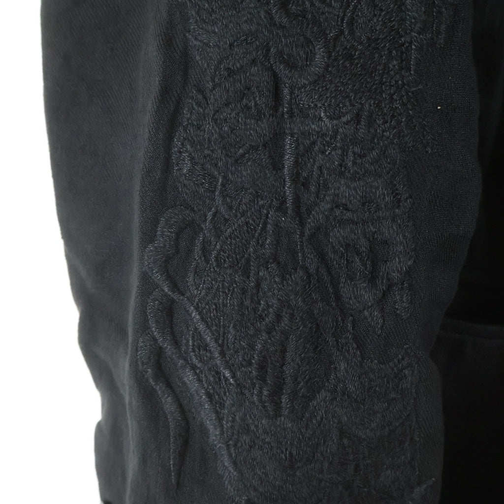 doublet(ダブレット) 20SS MEN CHAOS EMBROIDERY LINEN TAILORED JACKET エンブロイダリー リネン テーラードジャケット 袖刺繍 ブラック 20SS09JK31