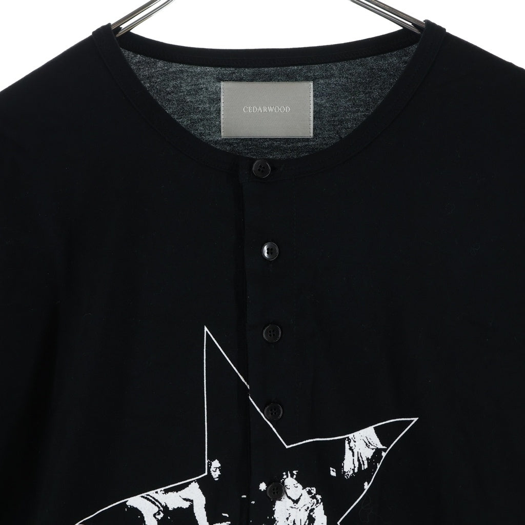 NO BRAND(ノーブランド) CEDARWOOD 16 HENLEY LONG SLEEVE / BLK シダーウッド ヘンリーネック 長袖Tシャツカットソー ブラック CW2502-CS03