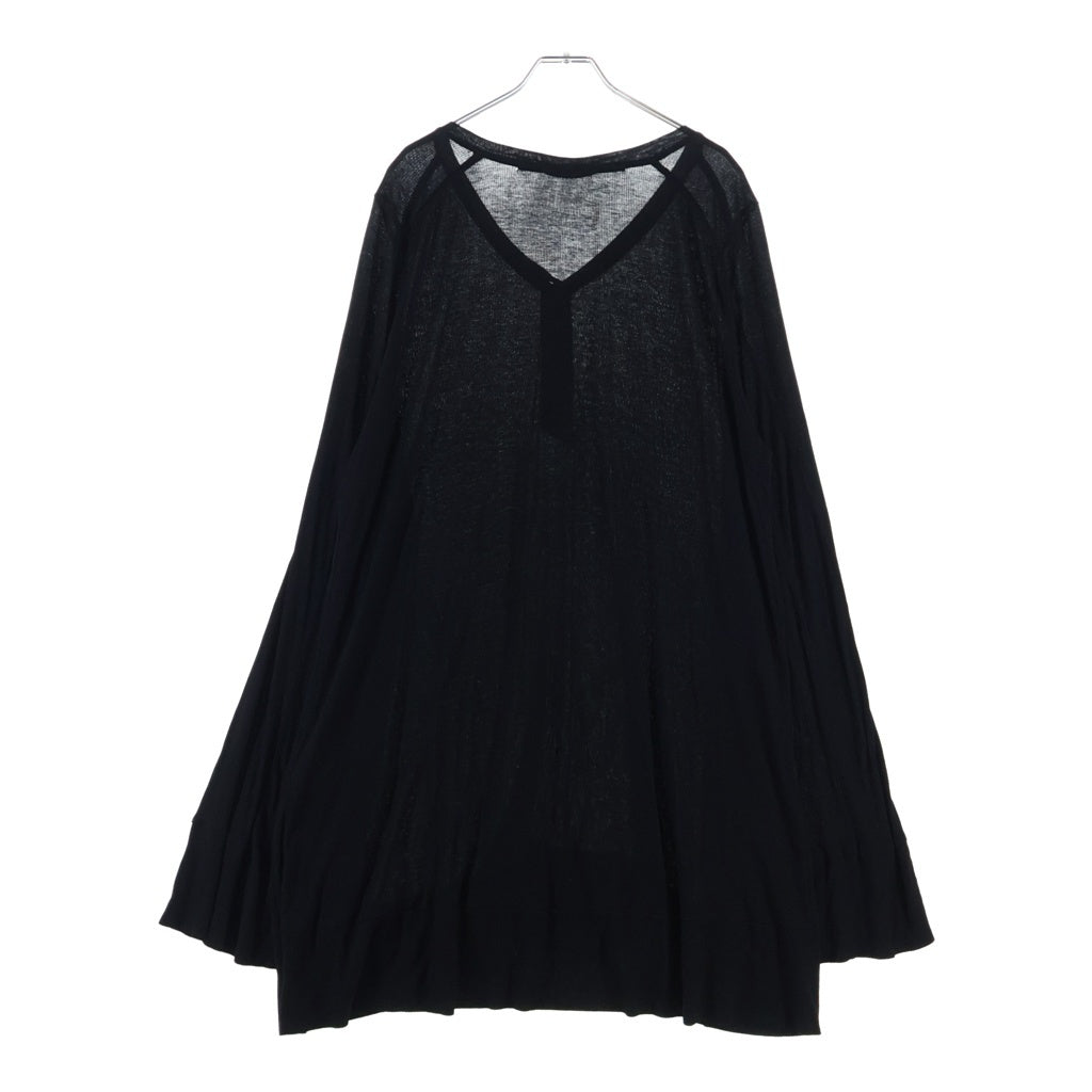 JULIUS(ユリウス) 17SS Henry Neck Long Sleeve T-shirt 577CUM21 フォールディング ヘンリーネック クルーネック長袖リブニットカットソー ロンT ブラック
