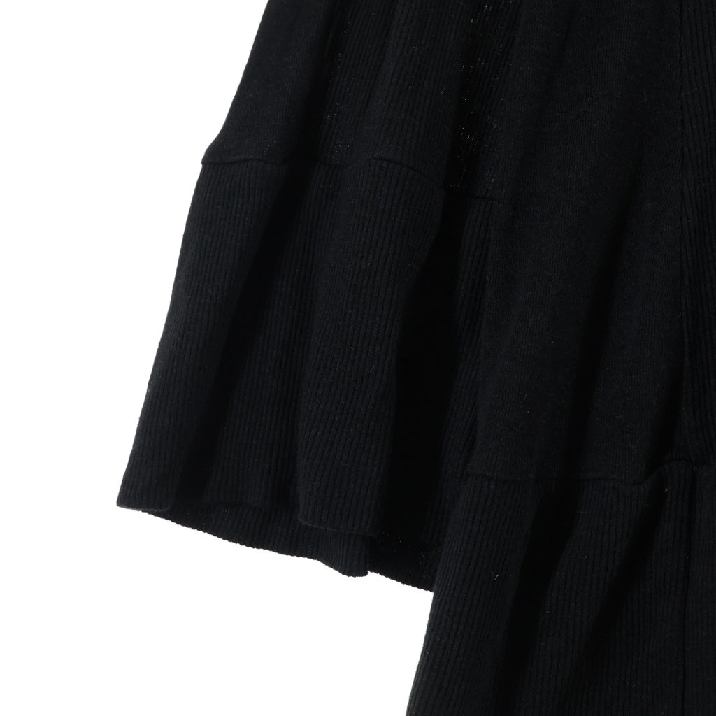 JULIUS(ユリウス) 17SS Henry Neck Long Sleeve T-shirt 577CUM21 フォールディング ヘンリーネック クルーネック長袖リブニットカットソー ロンT ブラック