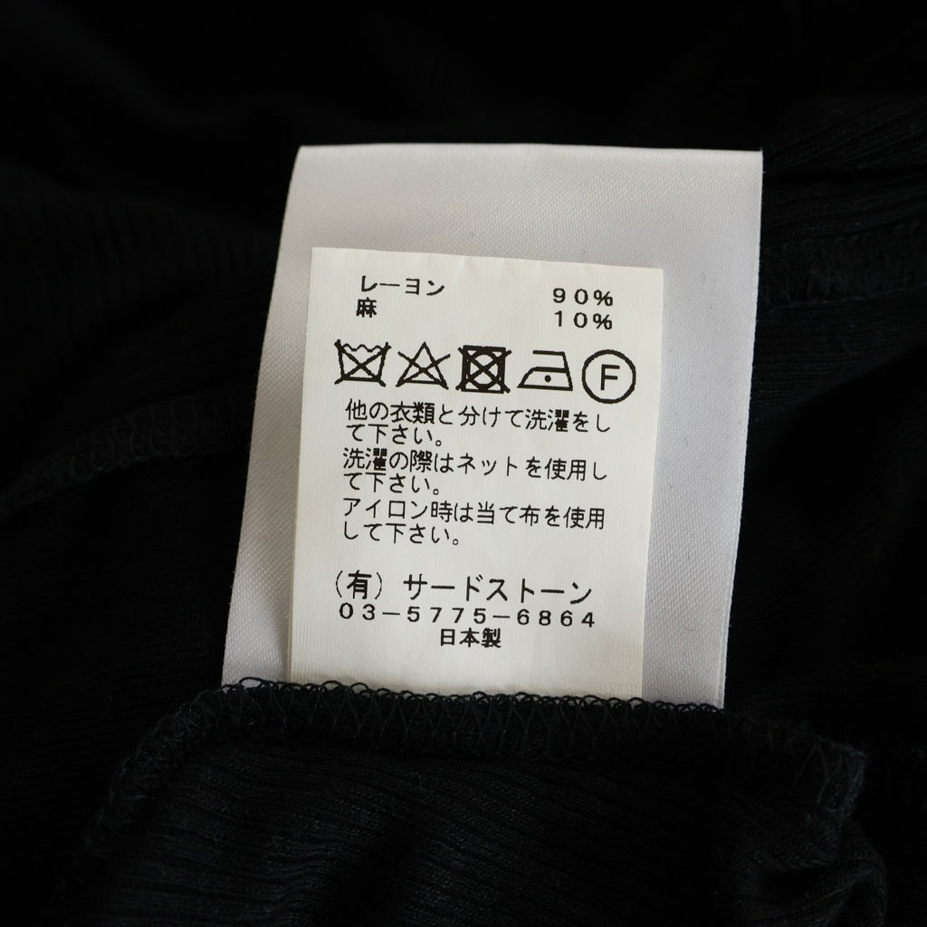 JULIUS(ユリウス) 17SS Henry Neck Long Sleeve T-shirt 577CUM21 フォールディング ヘンリーネック クルーネック長袖リブニットカットソー ロンT ブラック