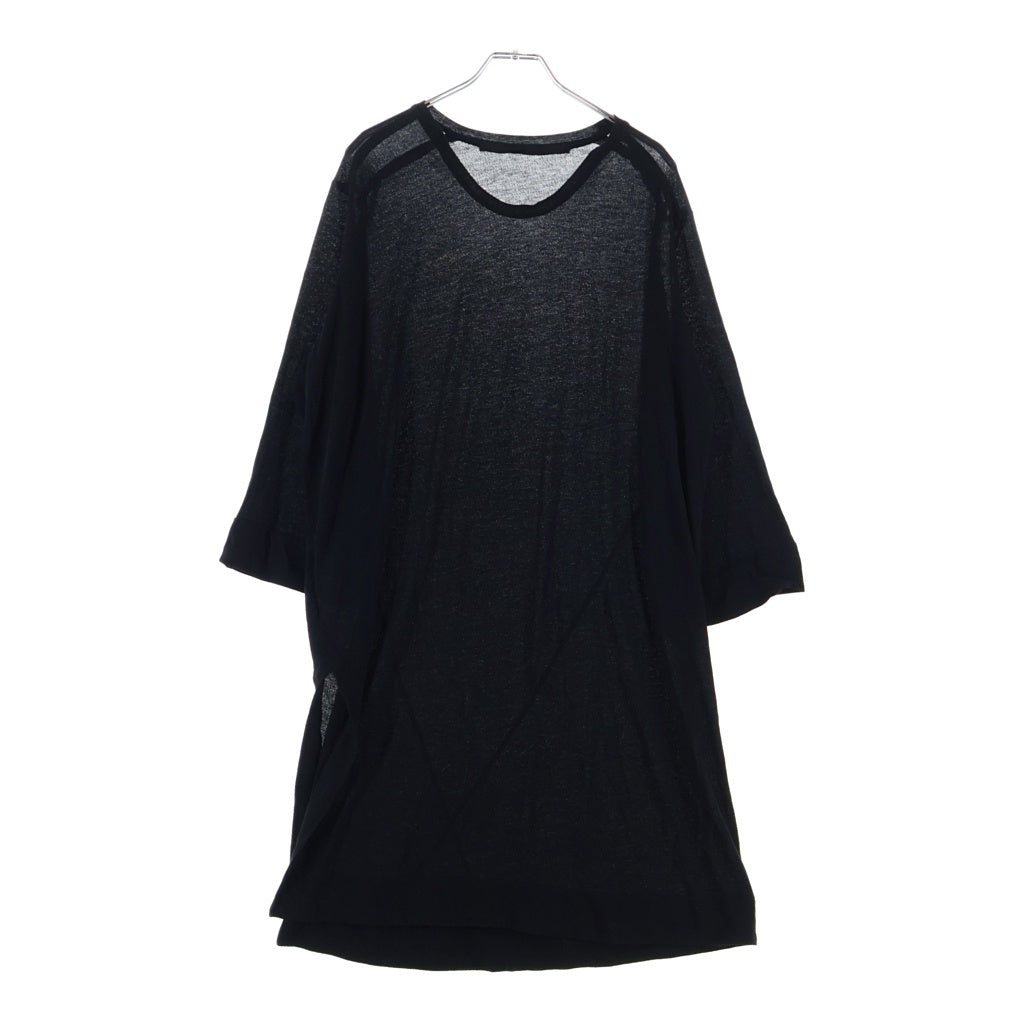 JULIUS(ユリウス) 17SS Elongated Side Slit Short Sleeve T-shirt 577CUM19 イーロンゲイティド サイドスリット クルーネック半袖Tシャツカットソー ブラック