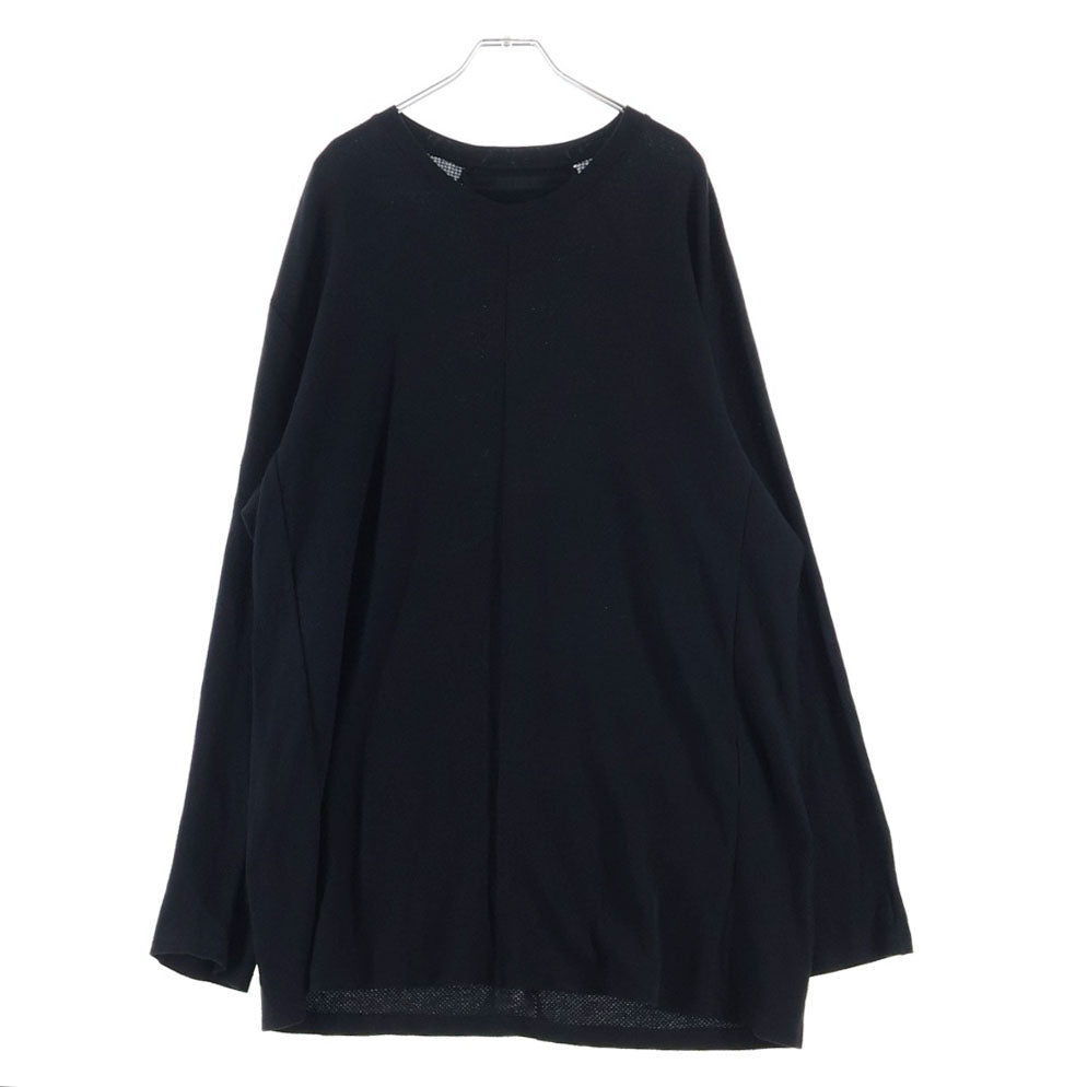 JULIUS(ユリウス) 18SS Center Slit Long Sleeve T-shirt 620CUM9 センタースリット メッシュクルーネック長袖Tシャツカットソー ロンT ブラック