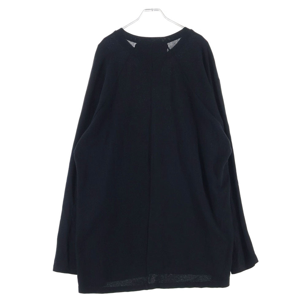 JULIUS(ユリウス) 18SS Center Slit Long Sleeve T-shirt 620CUM9 センタースリット メッシュクルーネック長袖Tシャツカットソー ロンT ブラック