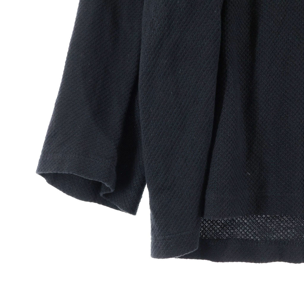 JULIUS(ユリウス) 18SS Center Slit Long Sleeve T-shirt 620CUM9 センタースリット メッシュクルーネック長袖Tシャツカットソー ロンT ブラック