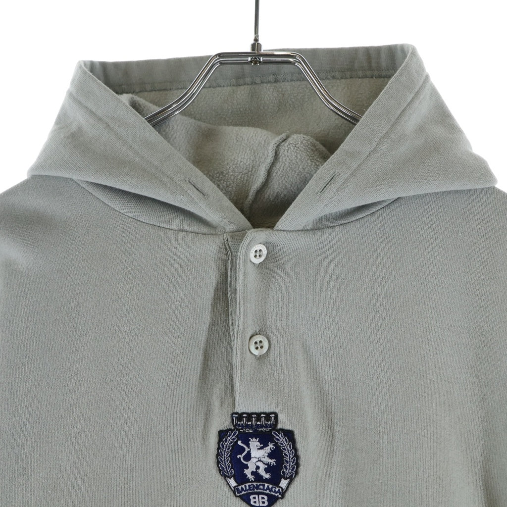 BALENCIAGA(バレンシアガ) 25AW 3b Football Polo Hoodie 827939 TTVQ8 フットボール ポロ プルオーバーパーカー グレー