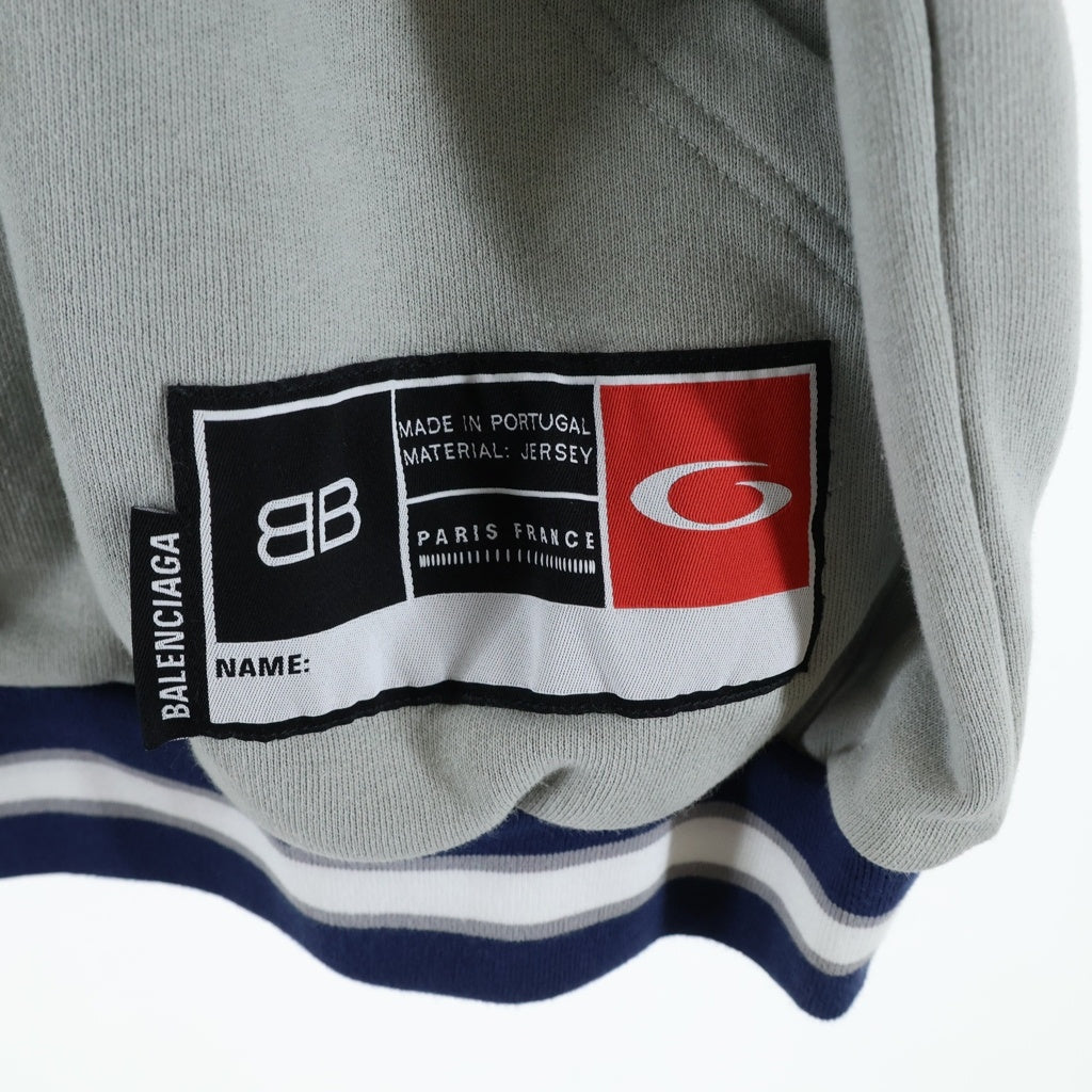 BALENCIAGA(バレンシアガ) 25AW 3b Football Polo Hoodie 827939 TTVQ8 フットボール ポロ プルオーバーパーカー グレー