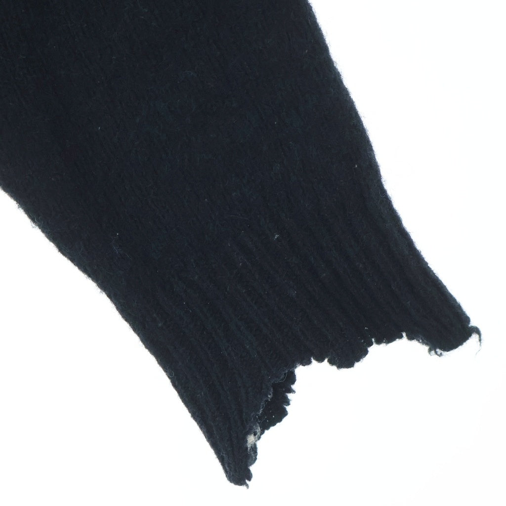 SAINT MICHAEL(セントマイケル) 21AW Wool Sweater SIN Black ウール ダメージ加工 ラウンドネック クルーネックニットセーター ブラック SM-A21-0000-039