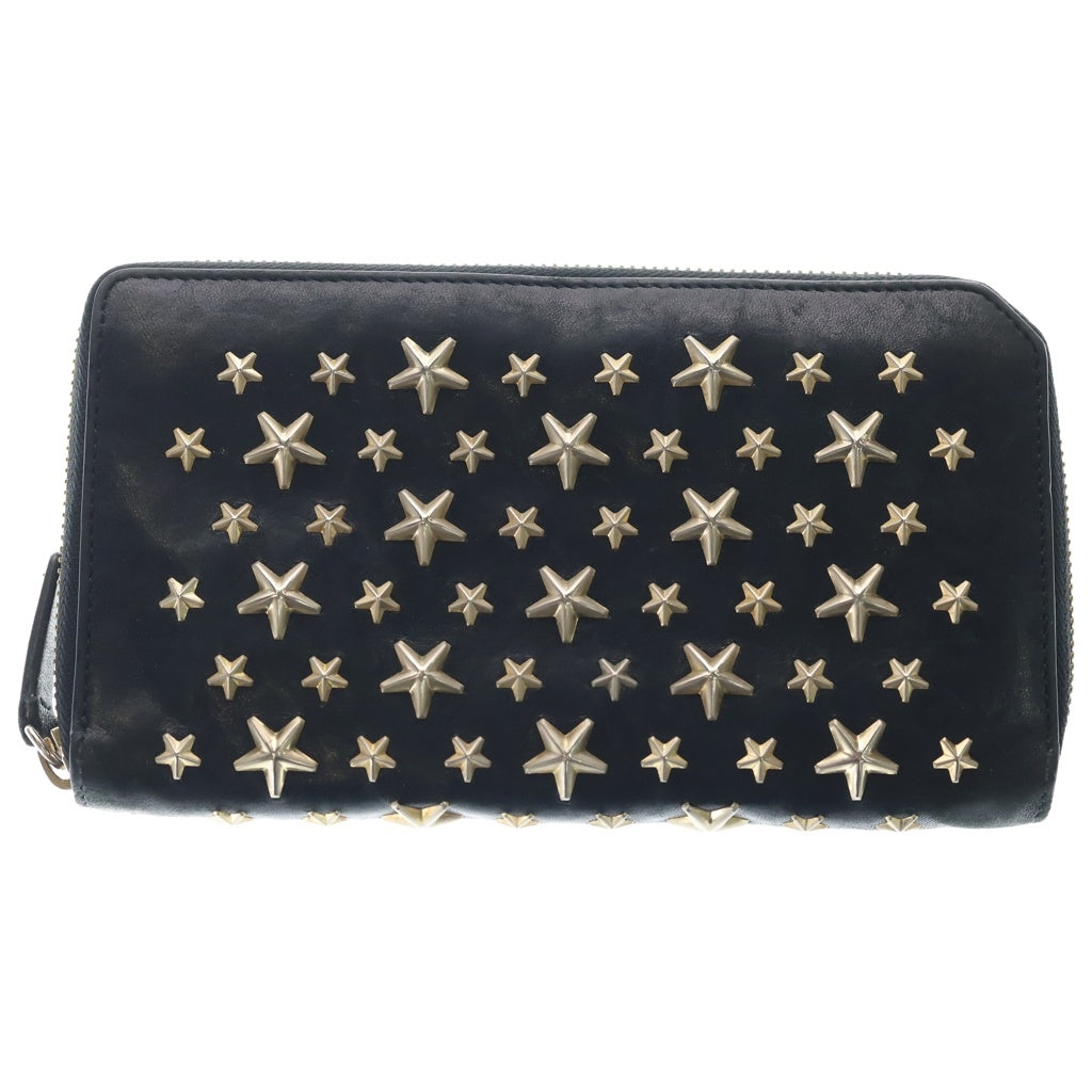 JIMMY CHOO(ジミーチュウ) スタースタッズ ラウンドファスナー ロングウォレット 長財布 ブラック/ゴールド