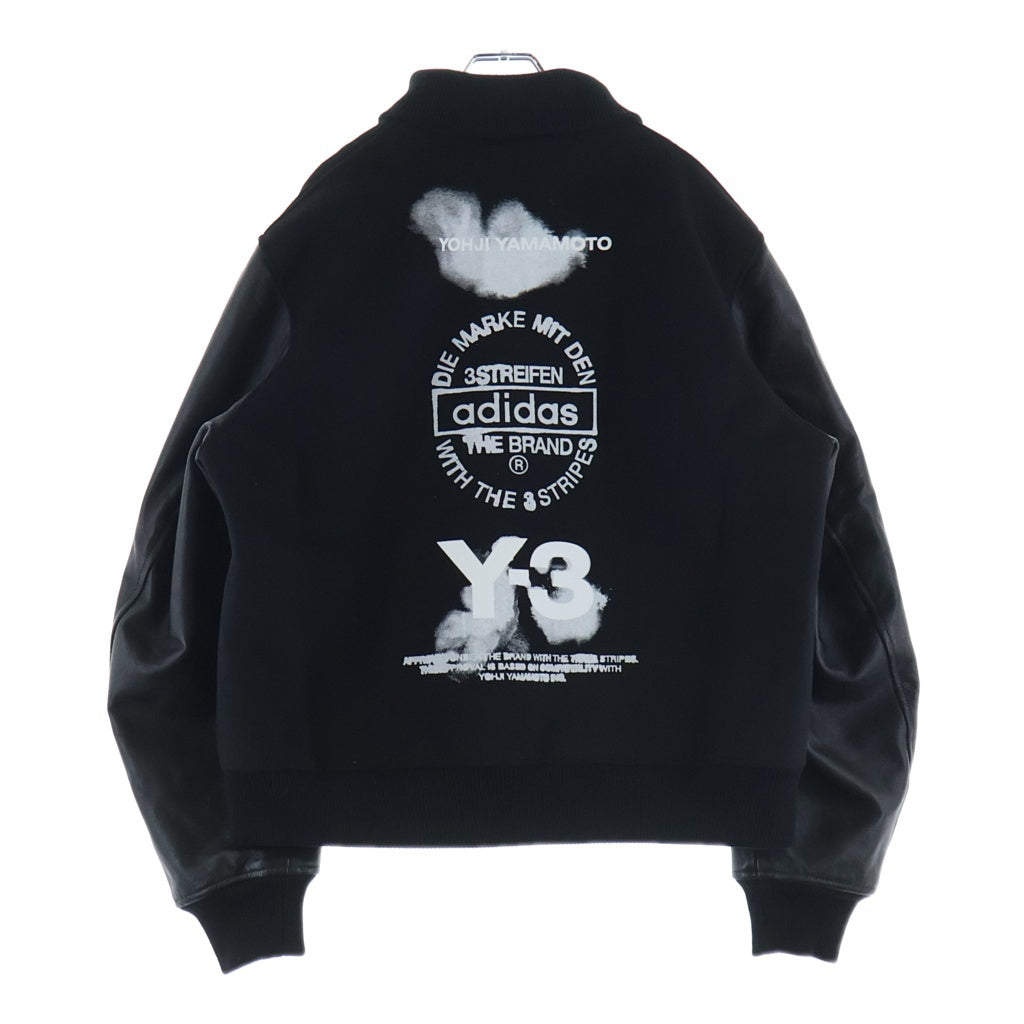 Y-3(ワイスリー) レターマンジャケット プリマロフト袖レザー スタジャン ブラック JX7338
