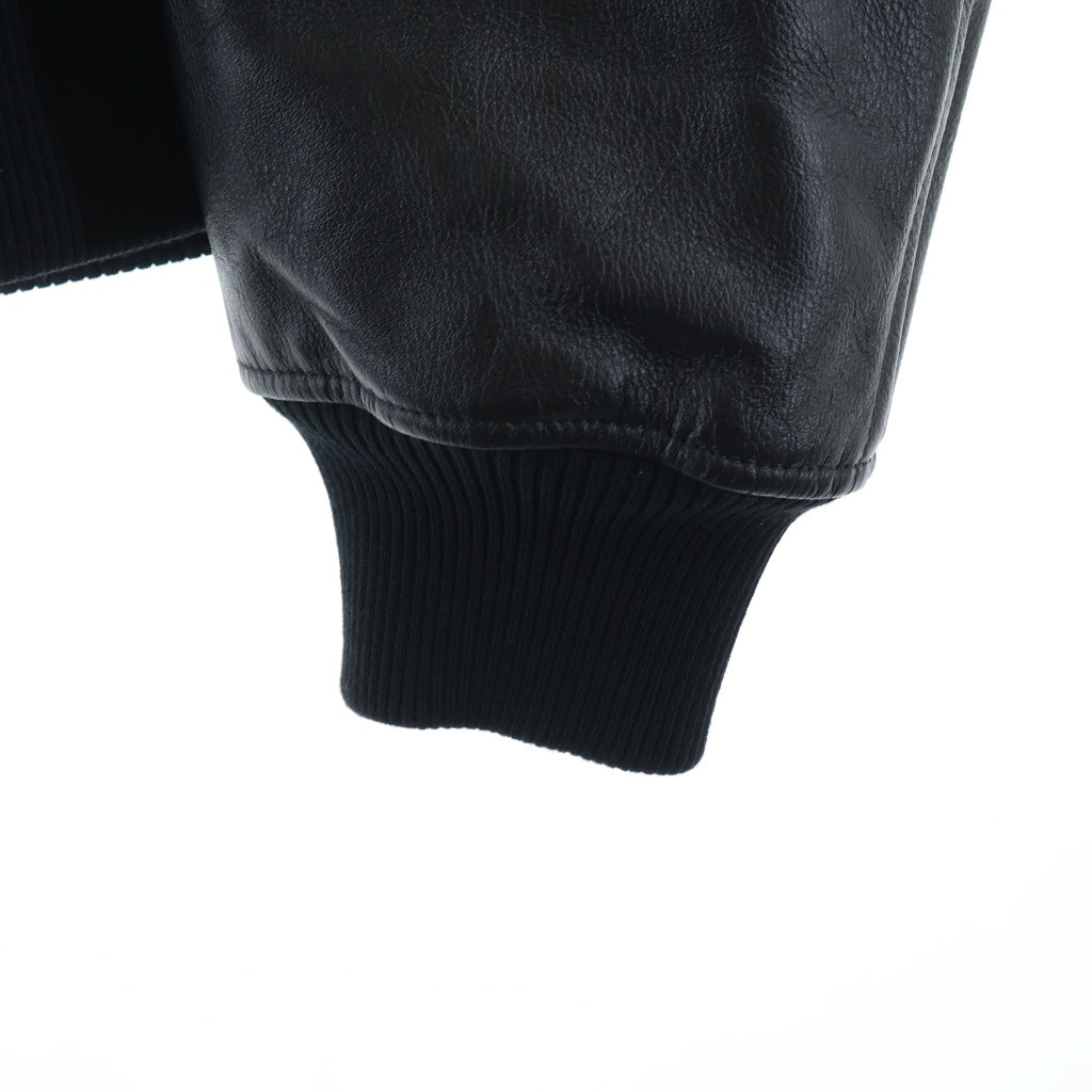 Y-3(ワイスリー) レターマンジャケット プリマロフト袖レザー スタジャン ブラック JX7338