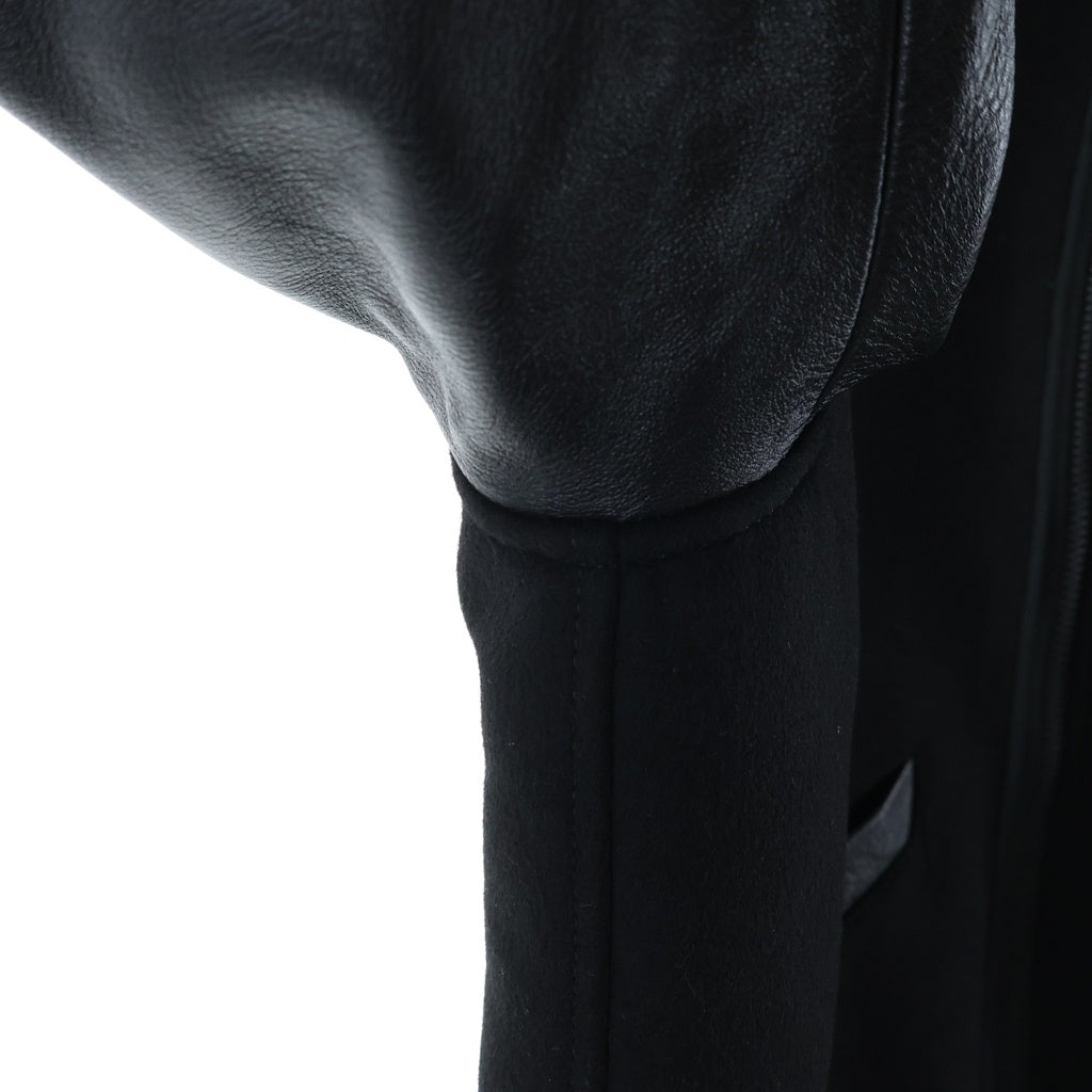 Y-3(ワイスリー) レターマンジャケット プリマロフト袖レザー スタジャン ブラック JX7338