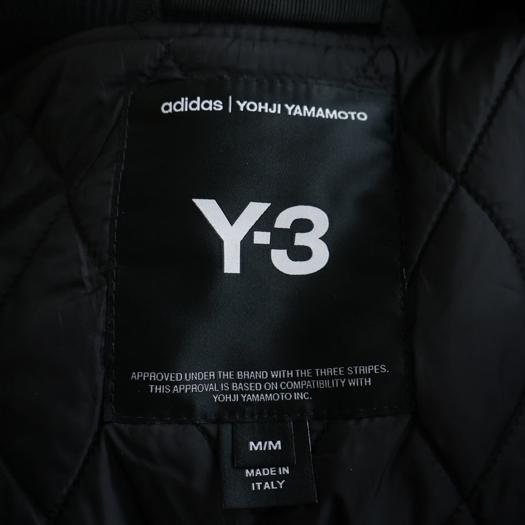 Y-3(ワイスリー) レターマンジャケット プリマロフト袖レザー スタジャン ブラック JX7338