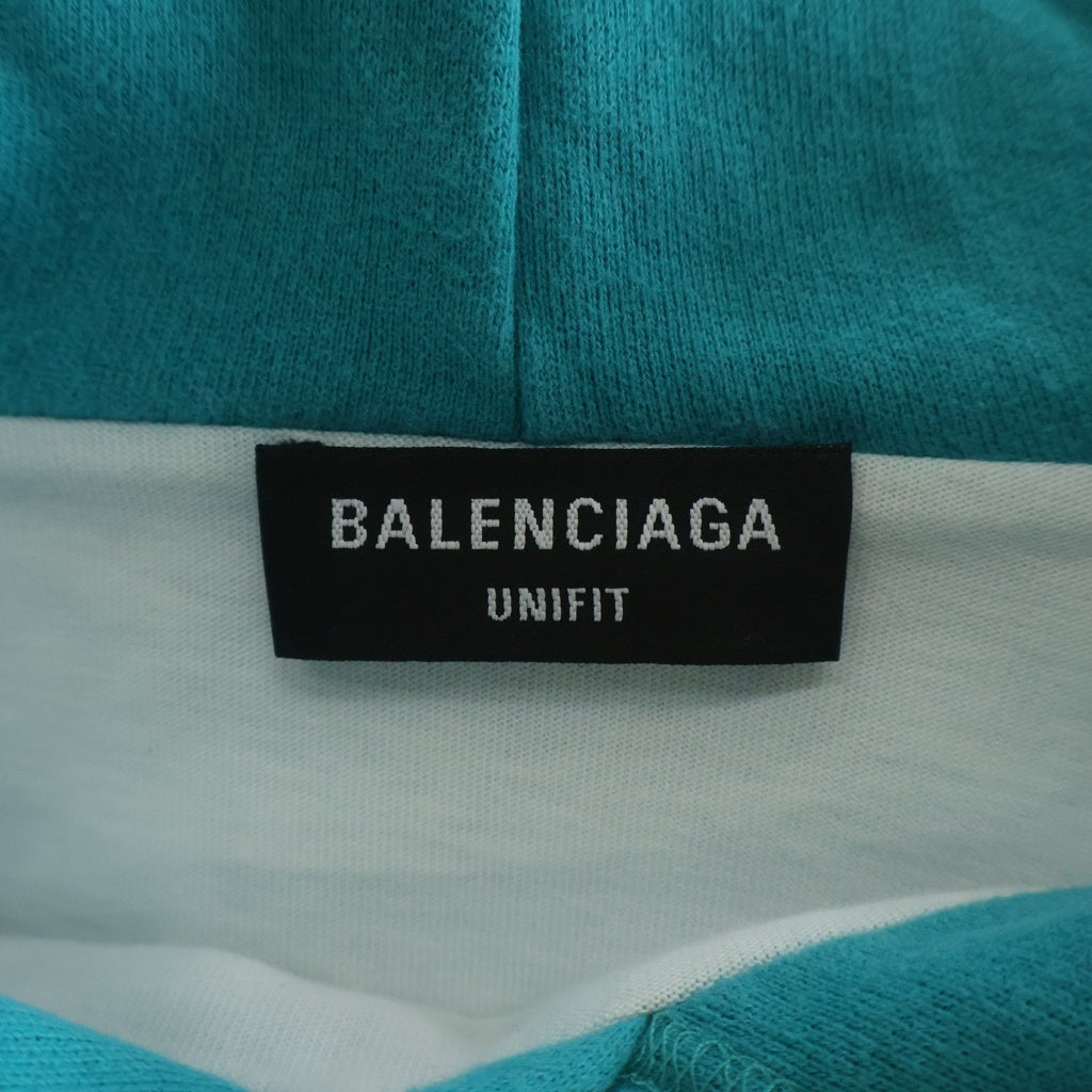 BALENCIAGA(バレンシアガ) 21SS デストロイ加工ロゴミディアムフリースプルオーバーパーカー ブルー 659403 TKVB6
