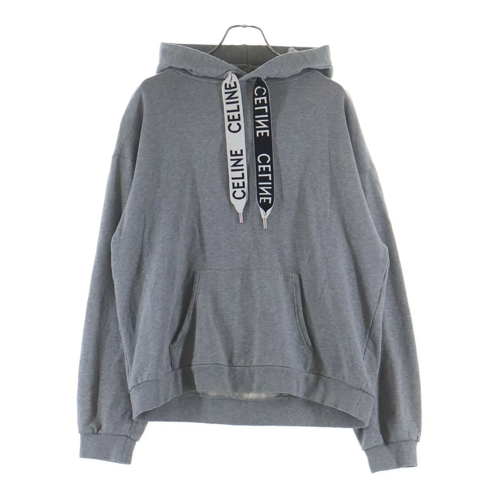 CELINE(セリーヌ) 21AW Loose Sweatshirt In Cotton Fleece ロゴ ドローコード プルオーバー パーカー グレー 2Y468670Q-08GC