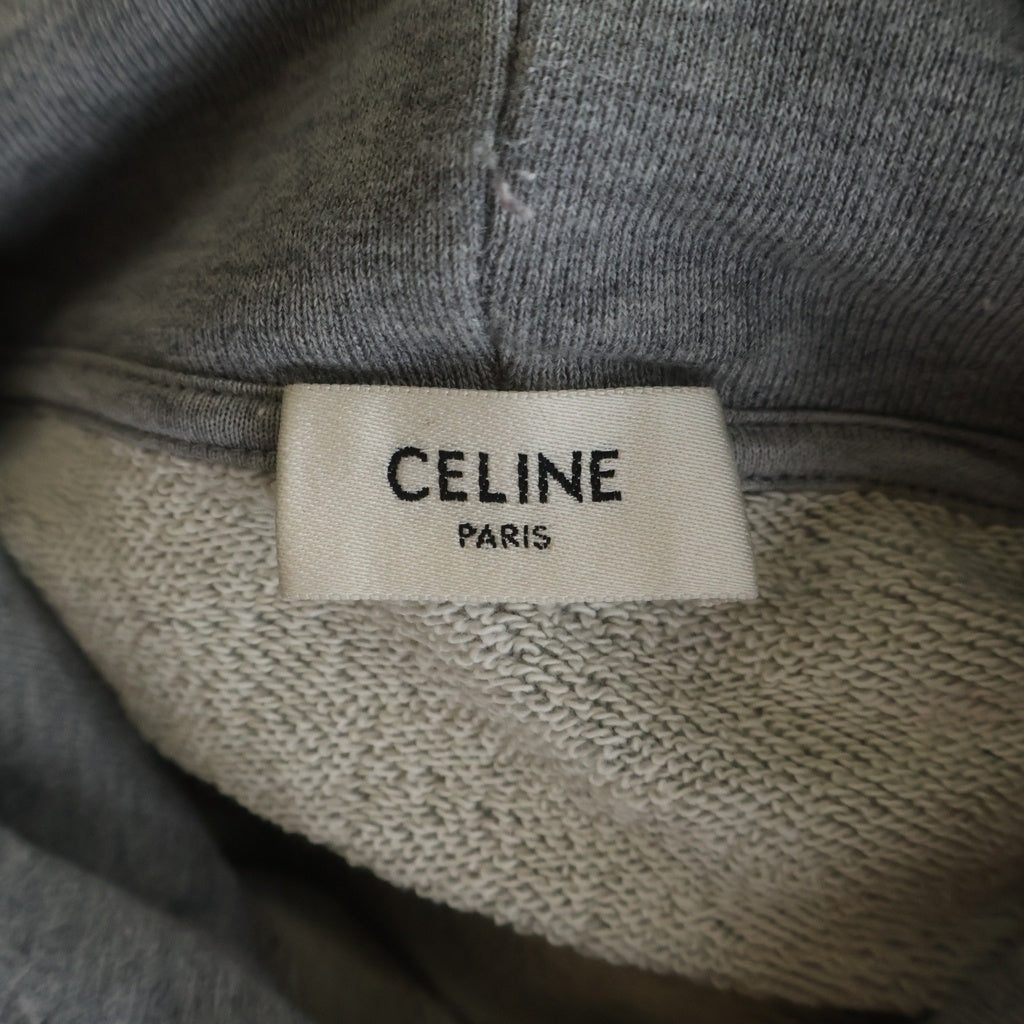CELINE(セリーヌ) 21AW Loose Sweatshirt In Cotton Fleece ロゴ ドローコード プルオーバー パーカー グレー 2Y468670Q-08GC