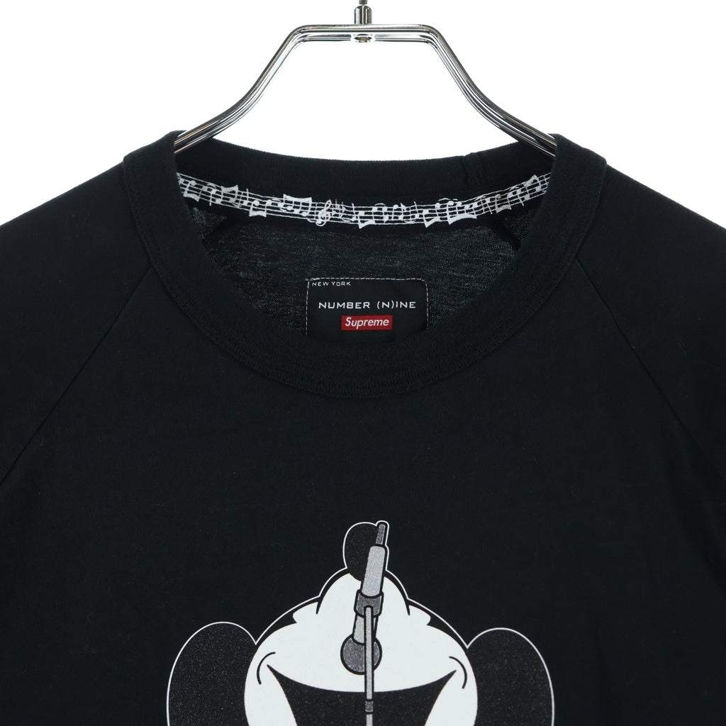 SUPREME(シュプリーム) 25AW ×NUMBER (N)INE Mickey Raglan L/S Top ナンバーナイン ミッキー 両面プリント ロングスリーブ ラグラン長袖Tシャツカットソー ロンT ブラック