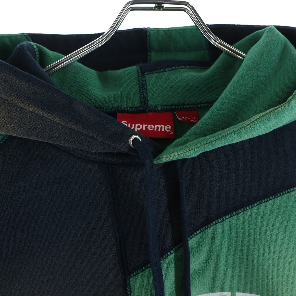 SUPREME(シュプリーム) 20AW Patchwork Hooded Sweatshirt パッチワーク フーデットスウェットシャツ サンフェード加工 パーカー ネイビー/グリーン