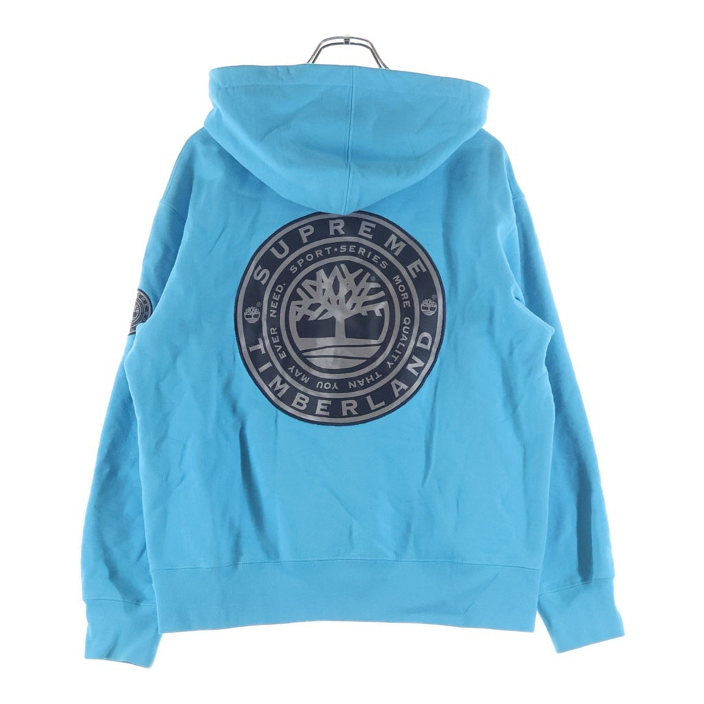 SUPREME(シュプリーム) 21AW ×Timberland Hooded Sweatshirt バック ブランドロゴプリント プルオーバーフーディー ブルー