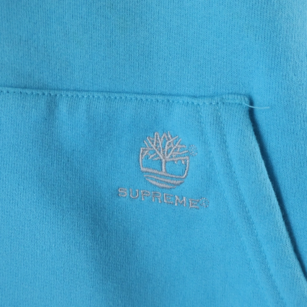 SUPREME(シュプリーム) 21AW ×Timberland Hooded Sweatshirt バック ブランドロゴプリント プルオーバーフーディー ブルー