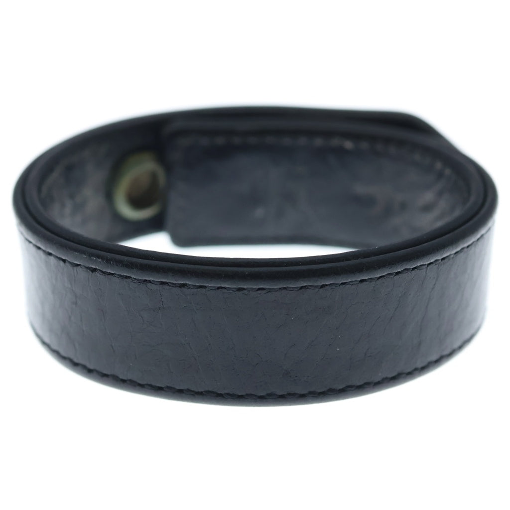 CHROME HEARTS(クロムハーツ) 3BTN 2SNP クロスボール 3ボタン2スナップ レザーブレスレット ブラック/シルバー BCA123