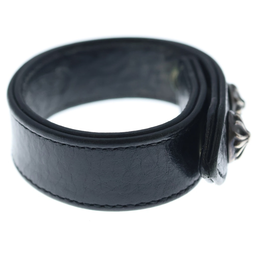 CHROME HEARTS(クロムハーツ) 3BTN 2SNP クロスボール 3ボタン2スナップ レザーブレスレット ブラック/シルバー BCA123