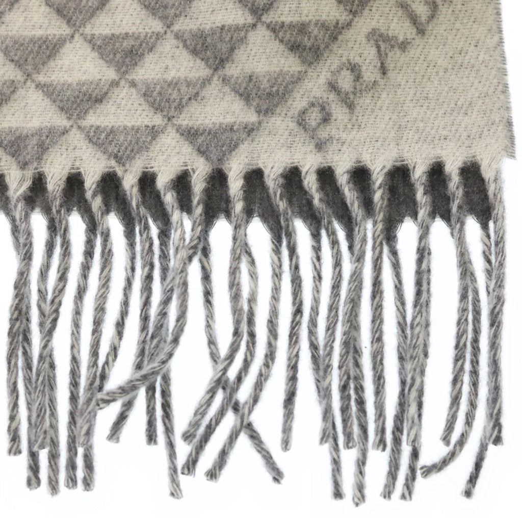 PRADA(プラダ) symbol reversible scarf シンボル リバーシブル スカーフ トライアングルロゴ マフラー ストール グレー
