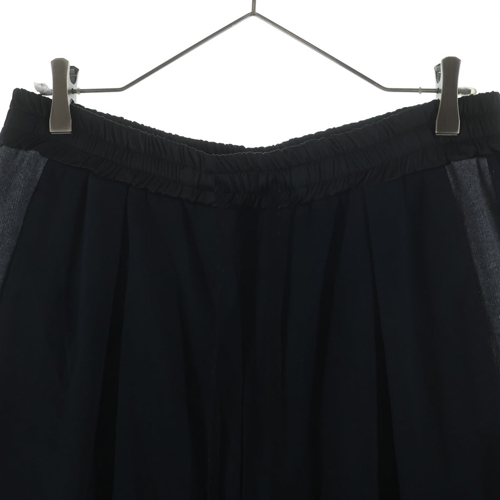 bajra(バジュラ) ワイドシルエット サルエルパンツ スウェットパンツ サイドライン ブラック 153UK02