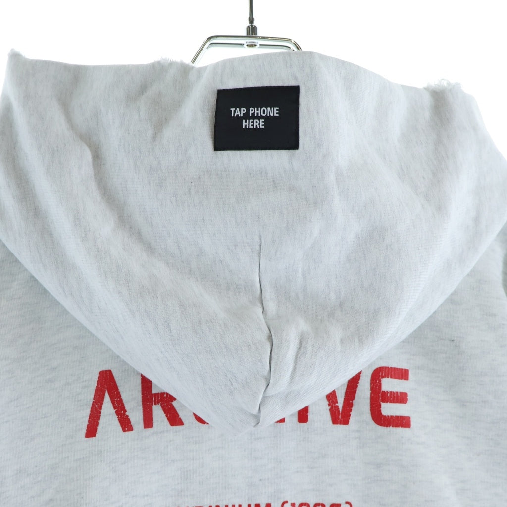 BALENCIAGA(バレンシアガ) 24SS Music Archive Series Connected Zip Up Hoodie ミュージック アーカイブロゴ ダメージ加工 ジップアップパーカー フーディー グレー 744457 TQVA6