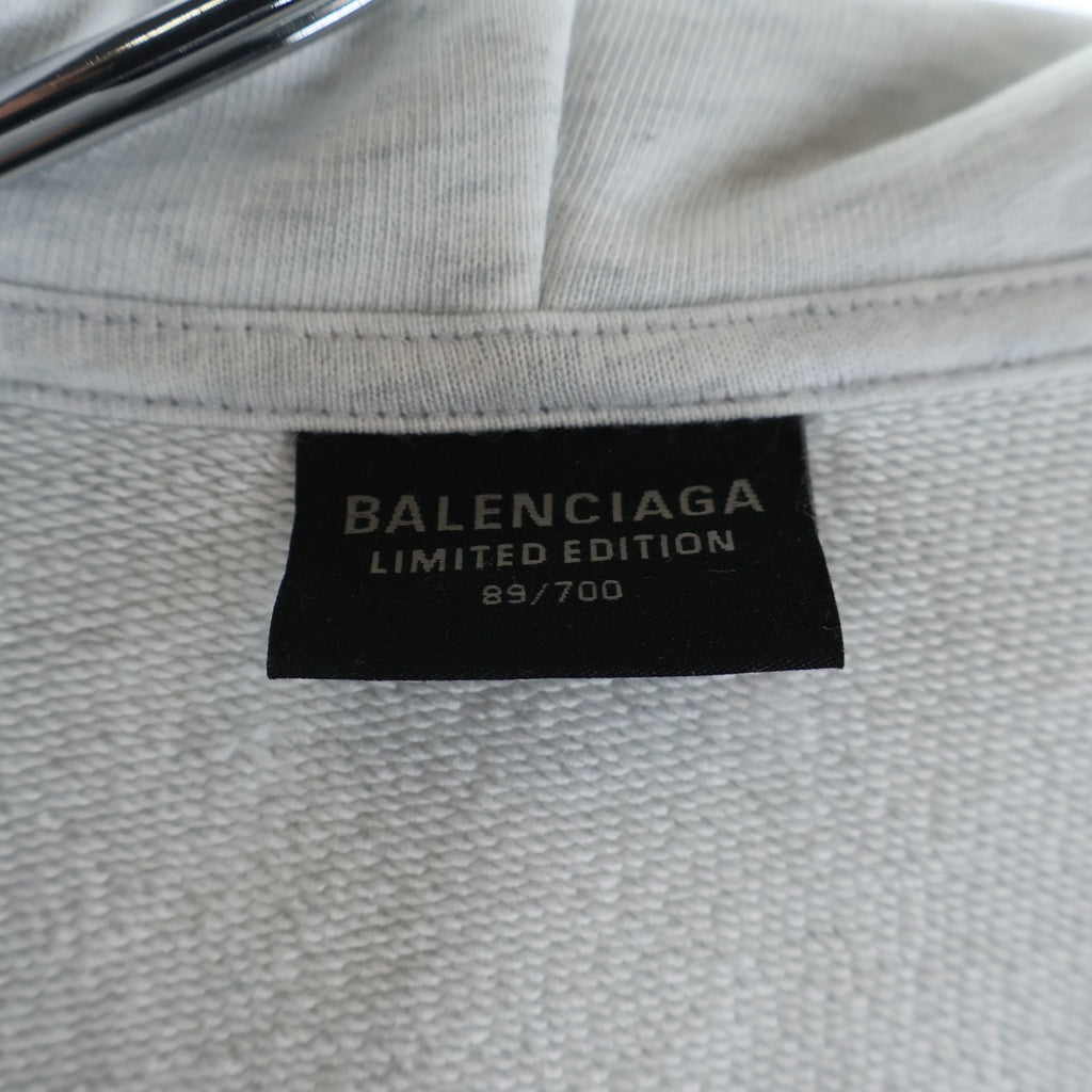 BALENCIAGA(バレンシアガ) 24SS Music Archive Series Connected Zip Up Hoodie ミュージック アーカイブロゴ ダメージ加工 ジップアップパーカー フーディー グレー 744457 TQVA6