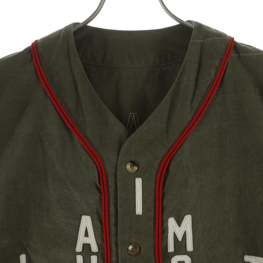 READY MADE(レディメイド) 21AW MILITARY BASEBALL SHIRT コットン ミリタリー ベースボール半袖シャツ カーキ RE-CO-KH-00-00-136