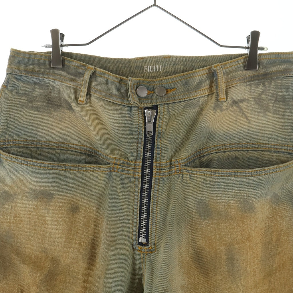 FILTH(フィルス) FRONT ZIP BAGGY DENIM PANTS VINTAGE IND フロント ジップ バギーデニムパンツ インディゴ/ブラウン 251FLPT-07