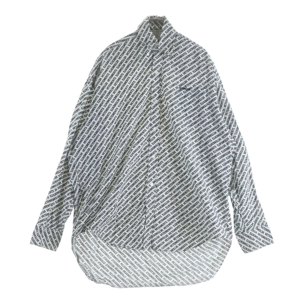 VETEMENTS(ヴェトモン) 18SS Monogram Oversized BD Shirt モノグラム オーバーサイズ ボタンダウン 長袖シャツ ブラック/ホワイト WSS18SH2