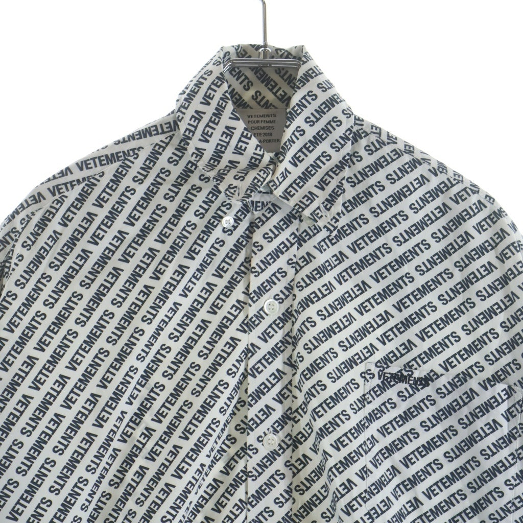 VETEMENTS(ヴェトモン) 18SS Monogram Oversized BD Shirt モノグラム オーバーサイズ ボタンダウン 長袖シャツ ブラック/ホワイト WSS18SH2
