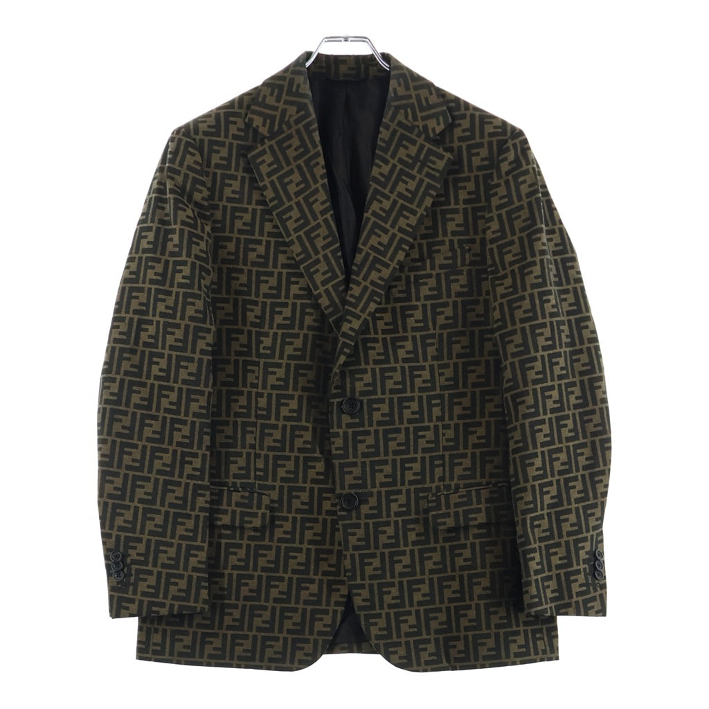 FENDI(フェンディ) ズッカ柄 2B テーラードジャケット ブラウン FJ0498 A4QQ