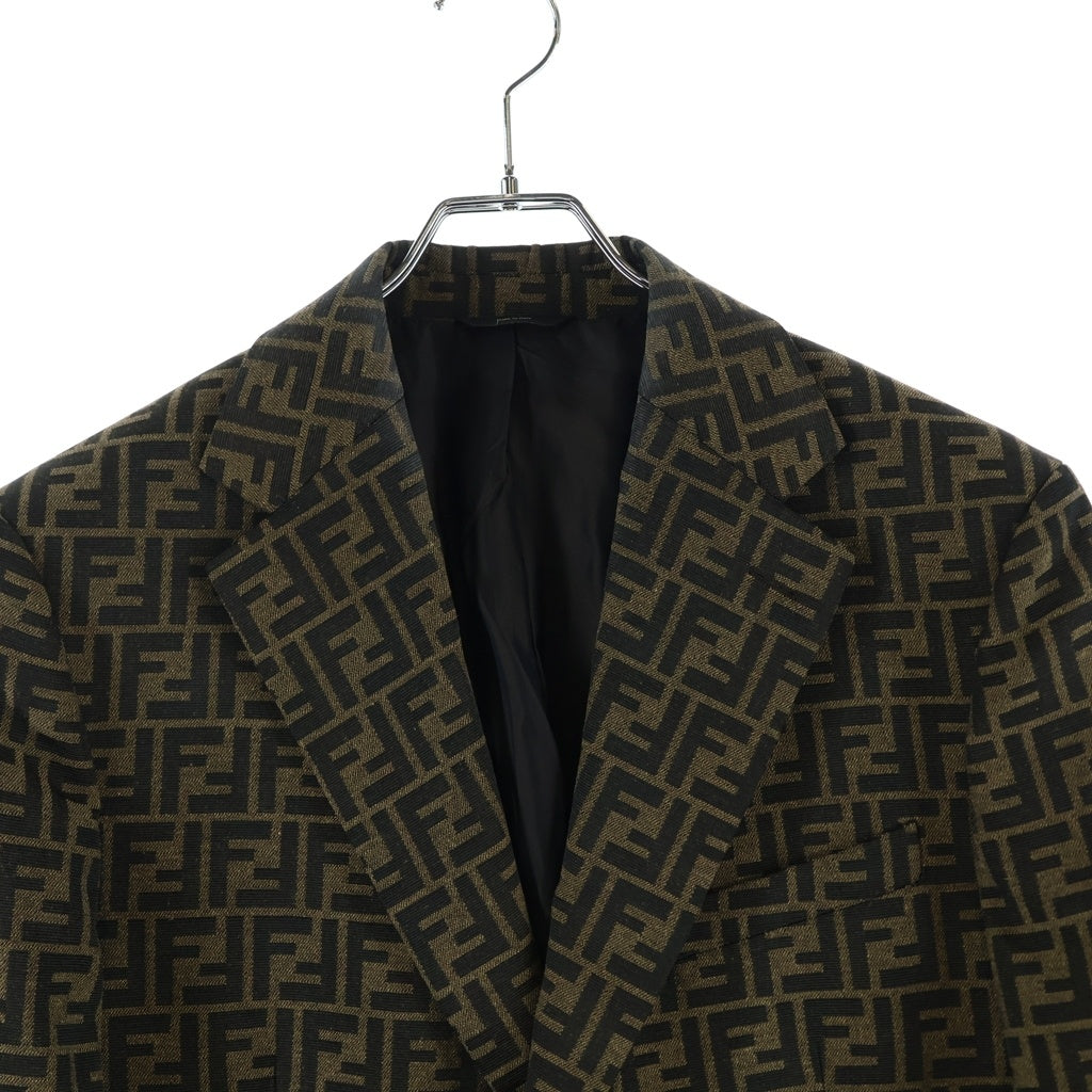 FENDI(フェンディ) ズッカ柄 2B テーラードジャケット ブラウン FJ0498 A4QQ