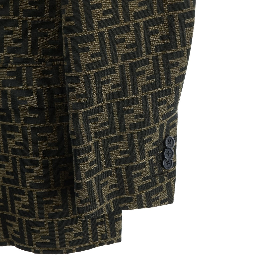 FENDI(フェンディ) ズッカ柄 2B テーラードジャケット ブラウン FJ0498 A4QQ