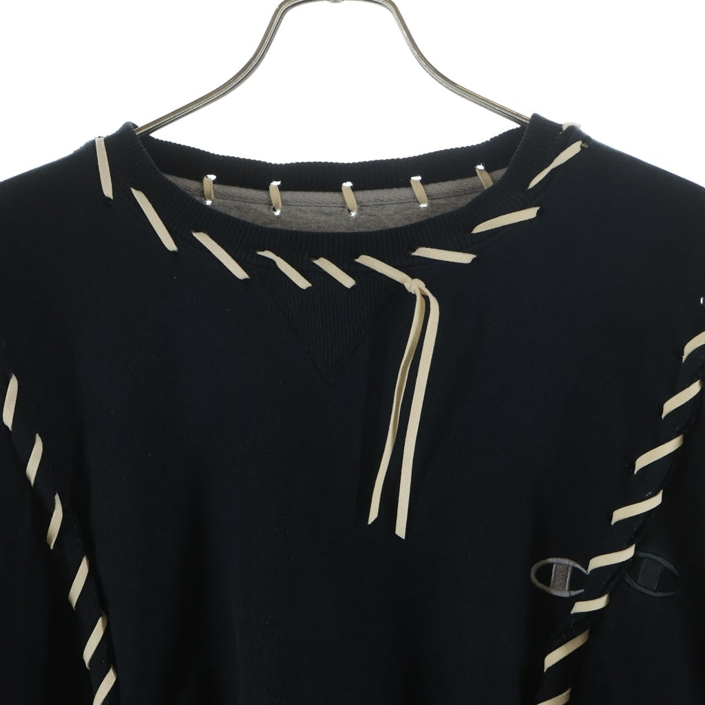 DISCOVERED(ディスカバード) ×NEWSED Sweatshirt チャンピオン 再構築 リメイク クルーネックスウェットトレーナー ブラック DC NS-CU