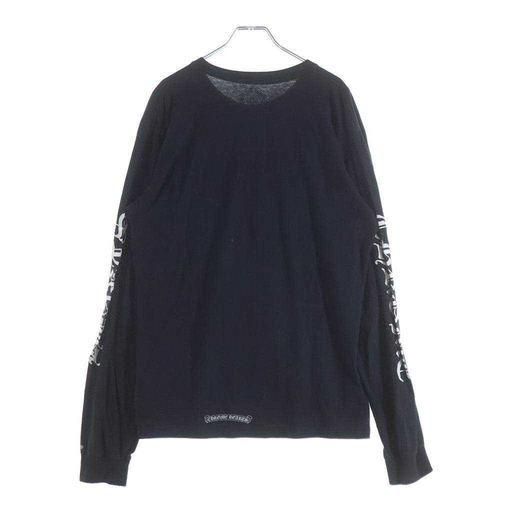 CHROME HEARTS(クロムハーツ) Neck Logo FUCK YOU L/S Tee ネックロゴ ファックユー クルーネック長袖Tシャツカットソー ロングスリーブ ロンT ブラック