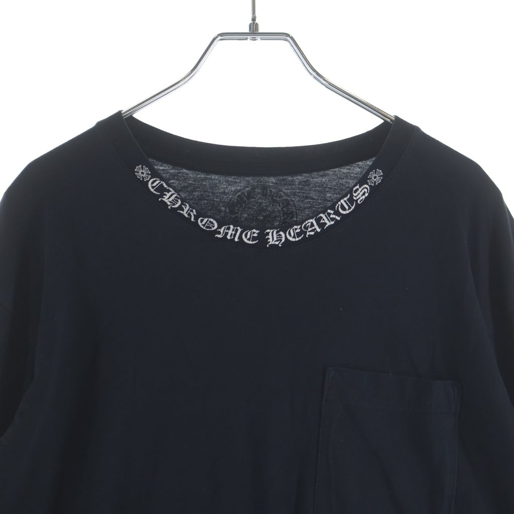 CHROME HEARTS(クロムハーツ) Neck Logo FUCK YOU L/S Tee ネックロゴ ファックユー クルーネック長袖Tシャツカットソー ロングスリーブ ロンT ブラック